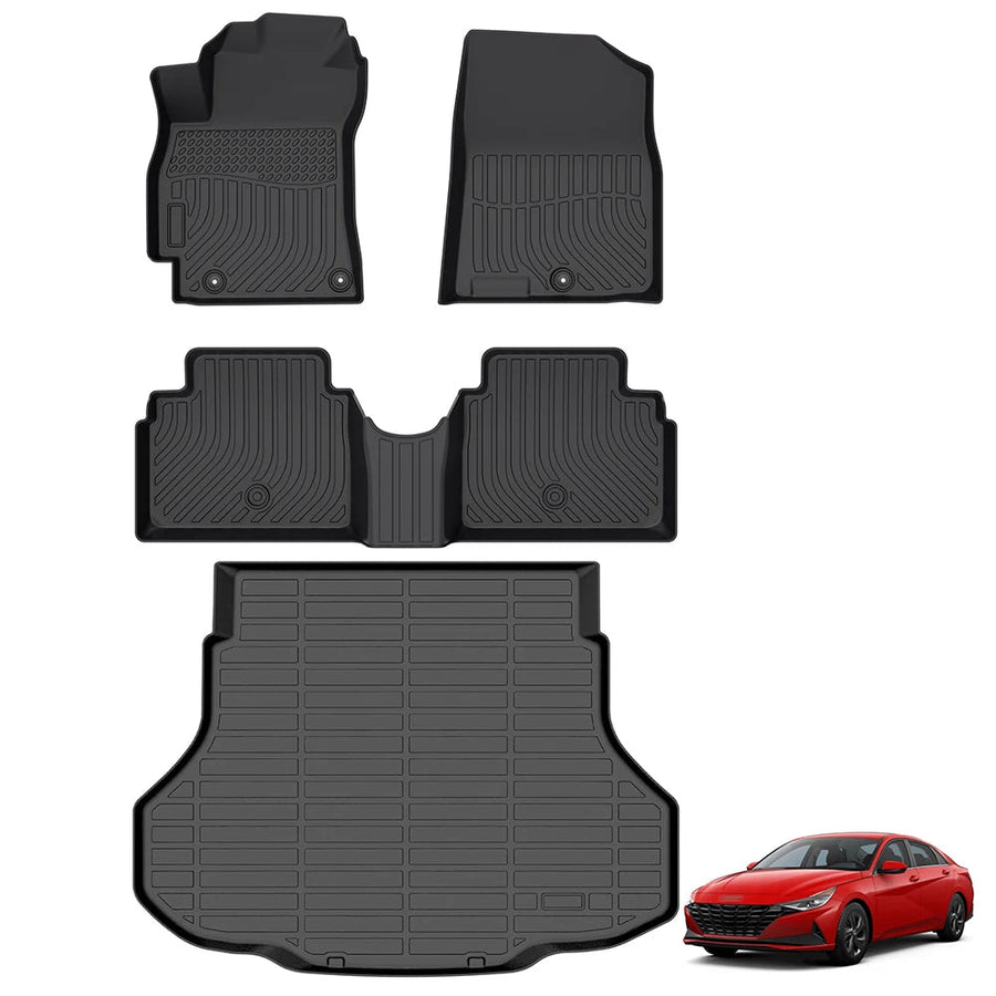 Custom Fit TPE Floor Mats for Hyundai Elantra 2021-2026 with Trunk Mat Option